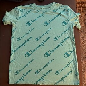 Champion Kids Short Sleeve Tee - Light Blue with Teal Logo